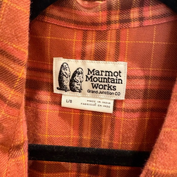 Marmot Orange Plaid Casual Button Down Shirt NWOT - Picture 2 of 6